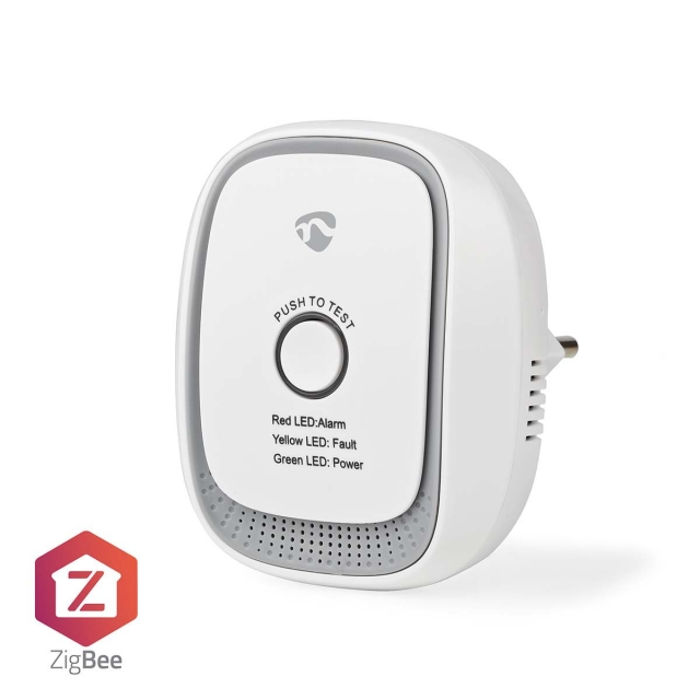 Nedis SmartLife Gas Detector | Zigbee 3.0 | Mains Powered | Sensor life cycle: 5 year | EN 50194-1:2009 | Android™ / IOS | With test button | 75 dB | White