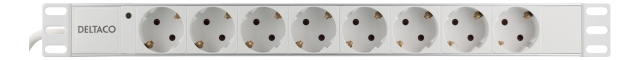 DELTACO Grenuttag, 8xCEE 7/4, 1xCEE 7/7, 2m kabel, White