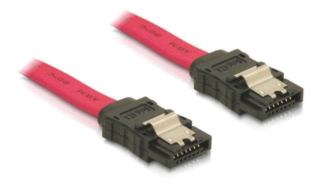 DeLOCK SATA cable, 3Gb/s, clips, 0,5m, red