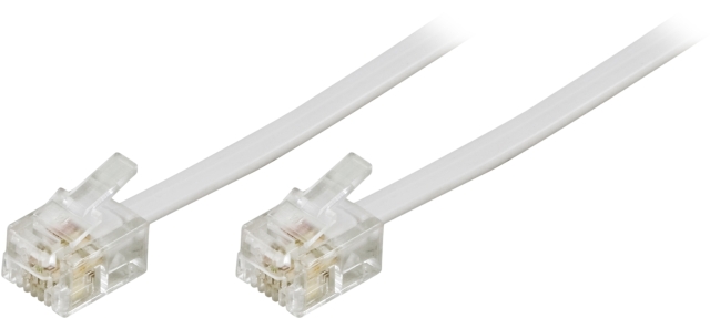 DELTACO modularkabel, 6P4C(RJ11) till 6P4C(RJ11), 2m, vit