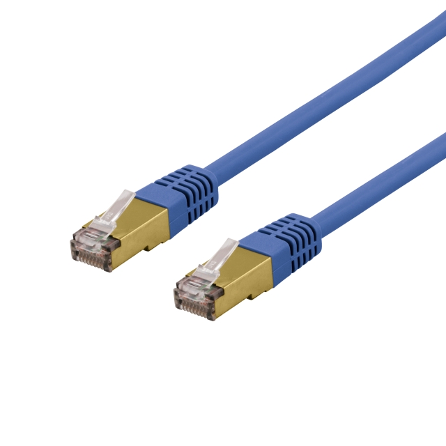 DELTACO S/FTP Cat6a patch cable, delta cert, LSZH, 3m, blue