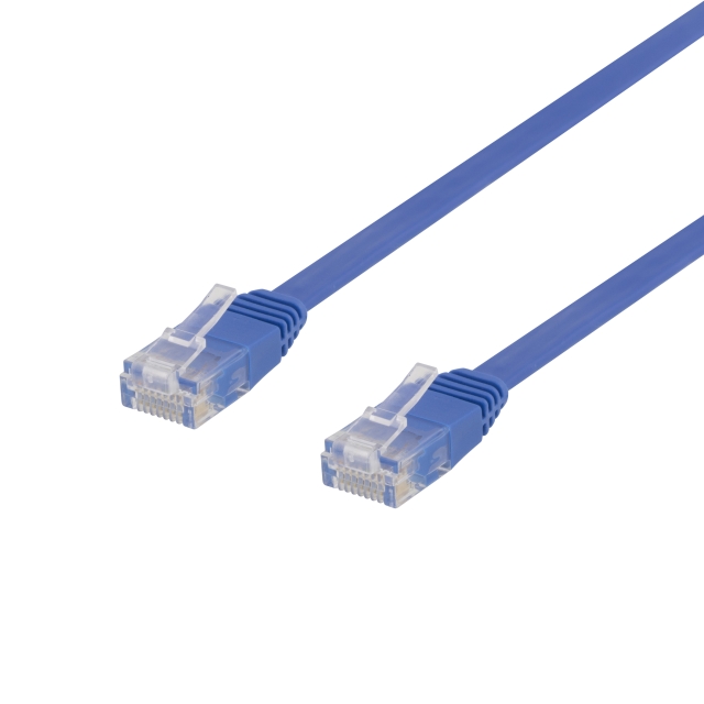 DELTACO U/UTP Cat6 patch cable, flat, 0.3m, 250MHz, blue