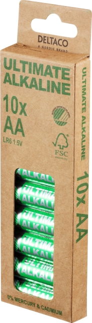 DELTACO Ultimate Alkaline AA-batteri, 10-pack