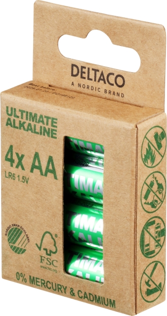 DELTACO Ultimate Alkaline AA-batteri, 4-pack