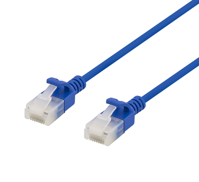 DELTACO U/UTP Cat6a patch cable, slim, 3,5mm diameter, 3m, blue