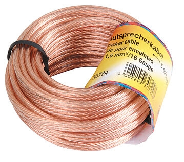 Hama peaker Cable 2 x 1.5 mm² , 5 m, transparent