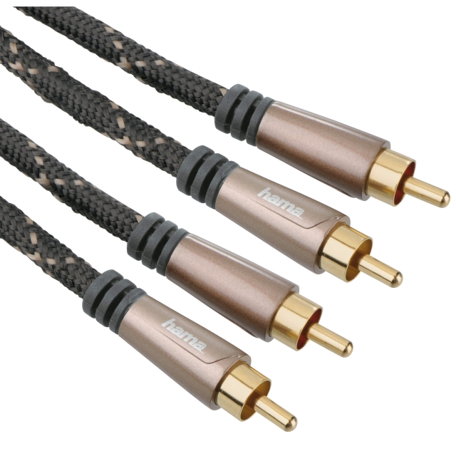 Hama Audio Cable, 2 RCA plugs - 2 RCA plugs, metal, gold-plated