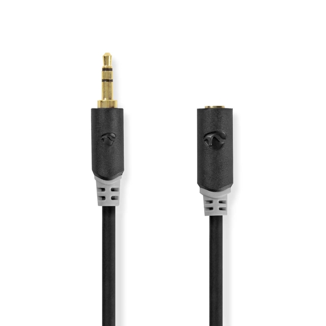 Nedis Stereo Audio Cable | 3.5 mm Male | 3.5 mm Female | Gold Plated | 5.00 m | Round | Anthracite | Box