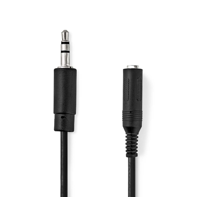 Nedis Stereo Audio Cable | 3.5 mm Male | 6.35 mm Female | Nickel Plated | 0.20 m | Round | Black | Envelope