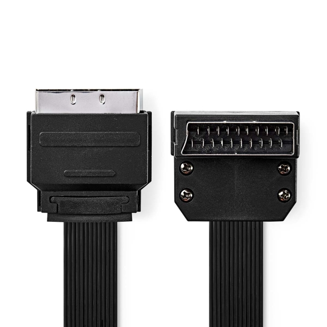 Nedis SCART Cable | SCART Male | SCART Male | Nickel Plated | 480p | 2.00 m | Flat | PVC | Black | Envelope