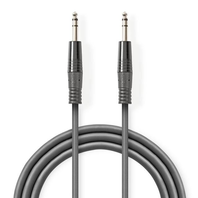 Nedis Stereo Audio Cable | 6.35 mm Male | 6.35 mm Male | Nickel Plated | 5.00 m | Round | Dark Grey | Carton Sleeve