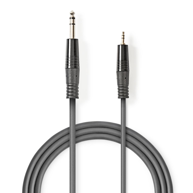 Nedis Stereo Audio Cable | 6.35 mm Male | 3.5 mm Male | Nickel Plated | 1.50 m | Round | Dark Grey | Carton Sleeve