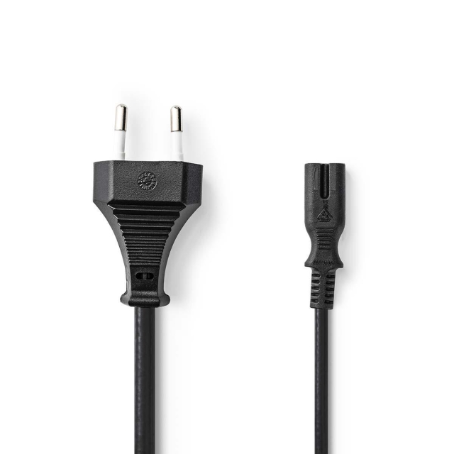 Nedis Power Cable | Euro Male | IEC-320-C7 | Straight | Straight | Nickel Plated | 3.00 m | Flat | PVC | Black | Box