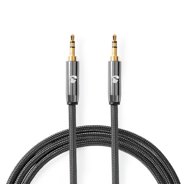 Nedis Stereo Audio Cable | 3.5 mm Male | 3.5 mm Male | Gold Plated | 2.00 m | Round | Grey / Gun Metal Grey | Cover Window Box