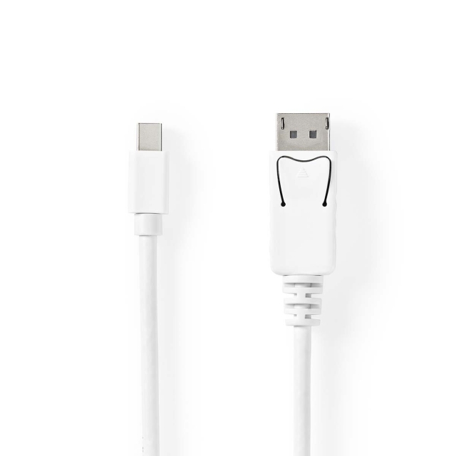 Nedis Mini DisplayPort Cable | DisplayPort 1.4 | Mini DisplayPort Male | DisplayPort Male | 48 Gbps | Nickel Plated | 2.00 m | Round | PVC | White | Blister