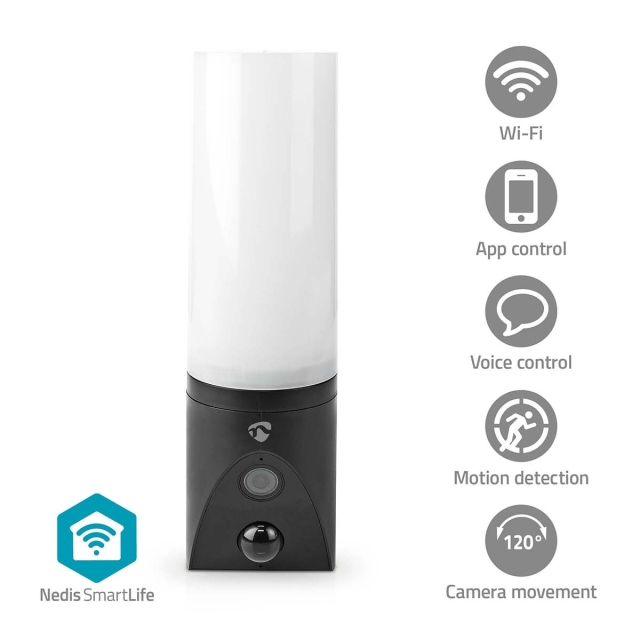 Nedis SmartLife Outdoor Camera | Full HD 1080p | Pan tilt | IP65 | Cloud Storage (optional) / microSD (not included) / Onvif | 100 - 240 V AC | With motion sensor | Night vision | Black