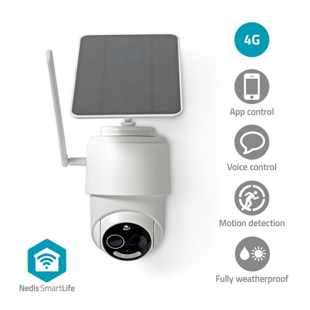 Nedis SmartLife Outdoor Camera | Full HD 1080p | Pan tilt | IP65 | Cloud Storage (optional) / microSD (not included) | 5 V DC | With motion sensor | Night vision | White