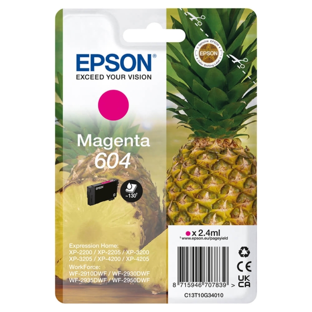 EPSON Ink C13T10G34010 604 Magenta, Pineapple