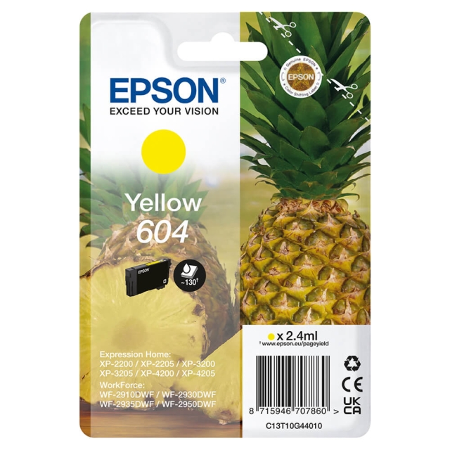 EPSON Ink C13T10G44010 604 Yellow, Pineapple