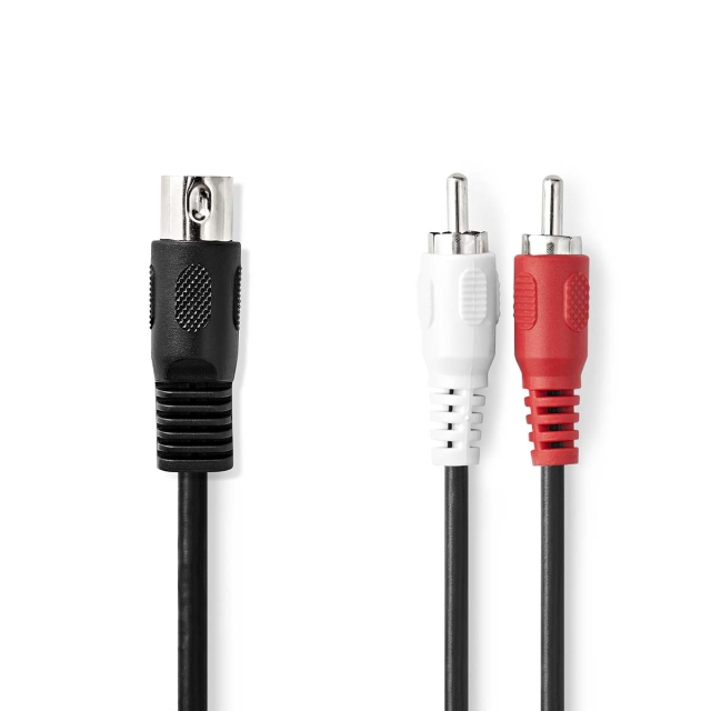 Nedis DIN Audio Cable | DIN 5-Pin Male | 2x RCA Male | Nickel Plated | 1.00 m | Round | PVC | Black | Label