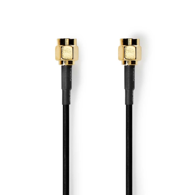 Nedis SMA Cable | SMA Male | SMA Male | Gold Plated | 50 Ohm | Single Shielded | 2.00 m | Round | PVC | Black | Label