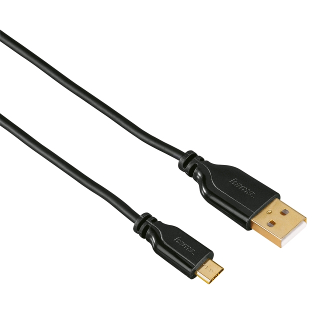 Hama USB-Kabel USB-USB-Micro  0,75 m. Gold Plated  Black