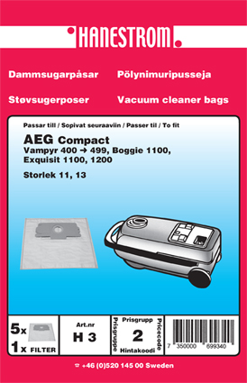 hanestroem Dammsugarpåsar Hanestrom  AEG 400-499