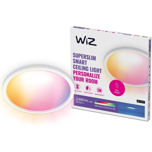 WiZ WiFi Smart SuperSlim plafond Färg + Varm-kallvit 2600lm