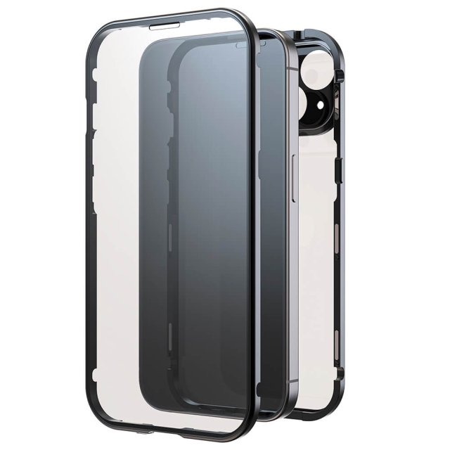 BLACK ROCK Phone Case 360° Glass Transp/Black - iPhone 15