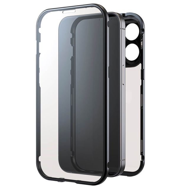 BLACK ROCK Phone Case 360° Glass Transp/Black - iPhone 15 Pro