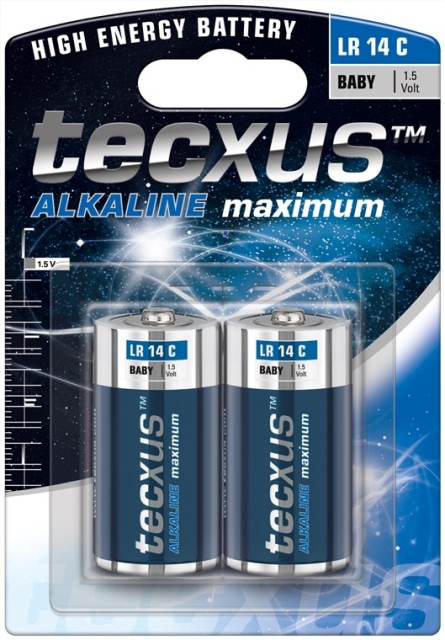 tecxus LR14/C (Baby) Battery, 2 pc. blister alkaline manganese battery, 1.5 V