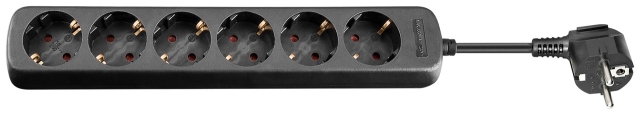Goobay 6-Way Power Strip, 5 m, black 6x safety sockets CEE 7/4