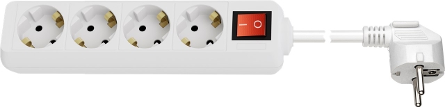 Goobay 4-Way Power Strip with Switch 1,5 m, White type CEE 7/3 sockets for indoor use