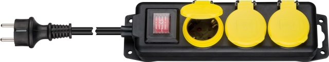 Goobay 3-Way Extension Lead, Splash-proof, 3 m 3x safety sockets with protective covers, suitable for outdoor use
