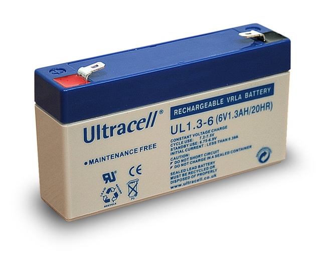 Ultracell Lead acid battery 6 V, 1,3 Ah (UL1.3-6) Faston (4.8mm) lead acid battery