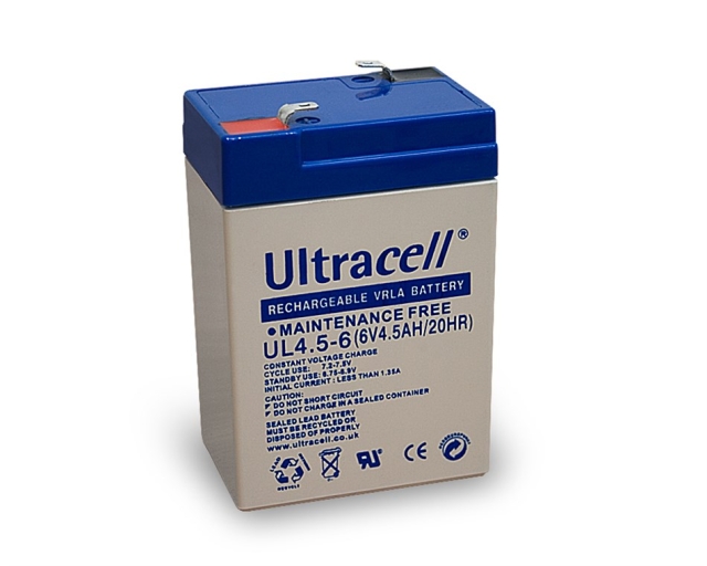 Ultracell Lead acid battery 6 V, 4,5 Ah (UL4.5-6) Faston (4.8mm) lead acid battery