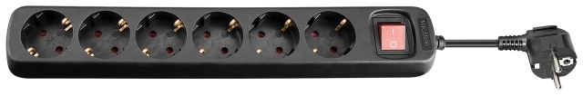 Goobay 6-Way Power Strip with Switch, 1.5 m, black 6x safety socket CEE 7/9
