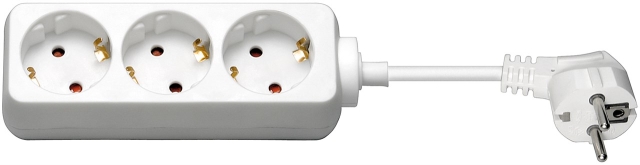 Goobay 3-Way Power Strip, 1.5 m, white 3x safety socket CEE 7/5