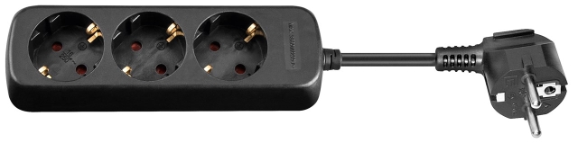 Goobay 3-Way Power Strip, 1.5 m, black 3x safety socket CEE 7/4