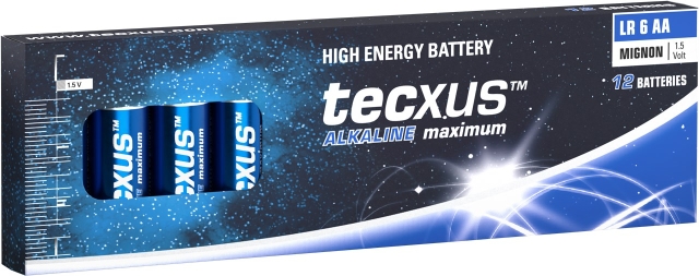 tecxus LR6/AA (Mignon) Battery, 12 pcs. box alkaline manganese battery, 1.5 V