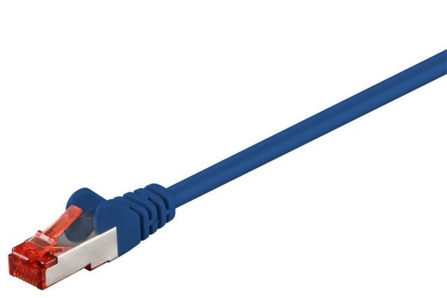 Goobay CAT 6 Patch Cable S/FTP (PiMF), blue copper conductor (CU), halogen-free cable sheath (LSZH)