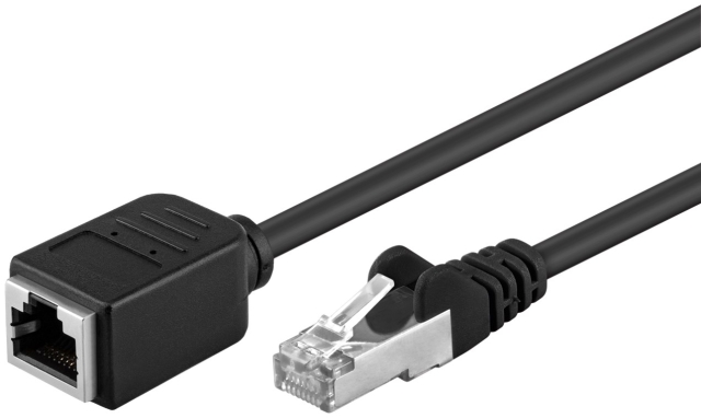 Goobay CAT 5e Extension Cable F/UTP, black copper conductor (CU), RJ45 male (8P8C) > RJ45 female (8P8C)