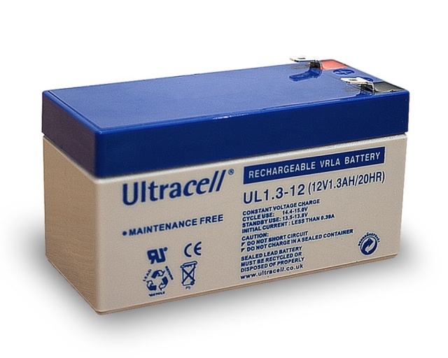 Ultracell Lead acid battery 12 V, 1,3 Ah (UL1.3-12) Faston (4.8mm) lead acid battery, VdS