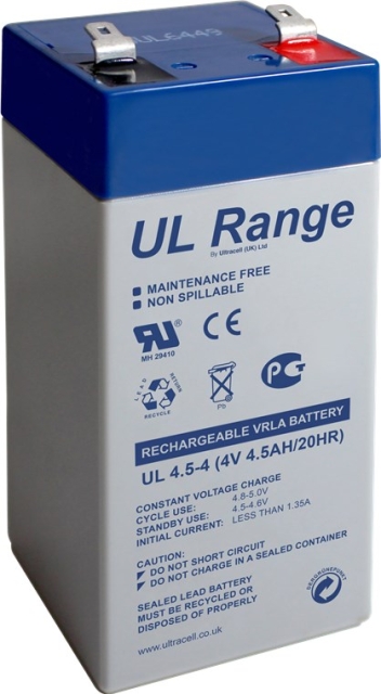Ultracell Lead acid battery 4 V, 4,5Ah (UL4.5-4) Faston (4.8mm) lead acid battery