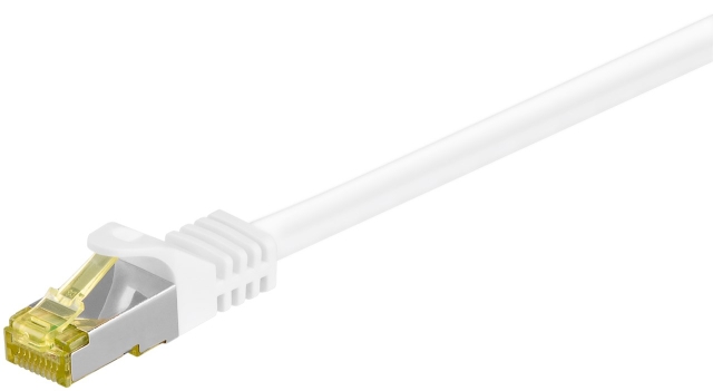 Goobay RJ45 Patch Cord CAT 6A S/FTP (PiMF), 500 MHz, with CAT 7 Raw Cable, white LSZH halogen-free cable sheat, RJ45 plug (CAT6A), CU