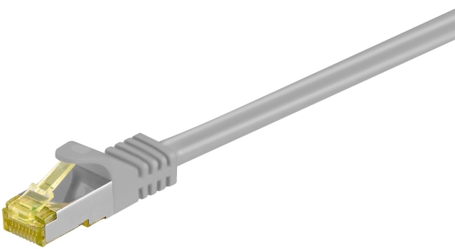 Goobay RJ45 Patch Cord CAT 6A S/FTP (PiMF), 500 MHz, with CAT 7 Raw Cable, grey LSZH halogen-free cable sheat, RJ45 plug (CAT6A), CU