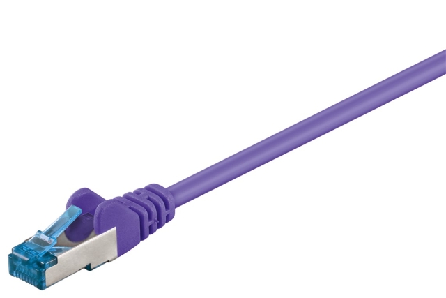 Goobay CAT 6A Patch Cable, S/FTP (PiMF), violet copper conductor (CU), halogen-free cable sheath (LSZH)