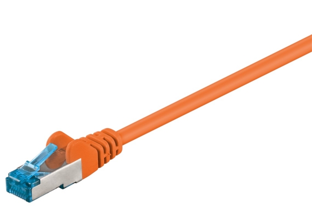 Goobay CAT 6A Patch Cable, S/FTP (PiMF), orange copper conductor (CU), halogen-free cable sheath (LSZH)