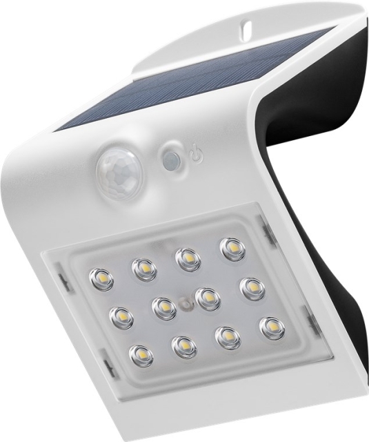 Goobay LED Solar Wall Light with Motion Sensor, 1.5 W, White solar garden light is a neutral white lighting solution for entrances, carports and staircases