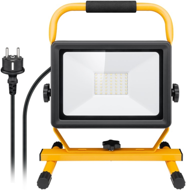 Goobay LED Work Light with Stand, 50 W with 4250 lm and cool white light (6500 K), suitable for indoor and outdoor use (IP65)